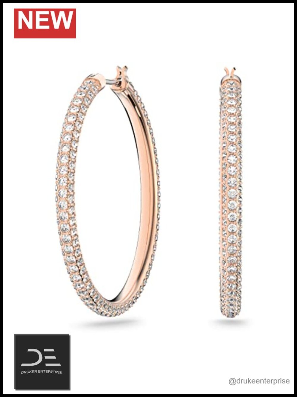 Swarovski Crystal Hoop Earrings Rose Gold Plated Pavé Women Jewelry